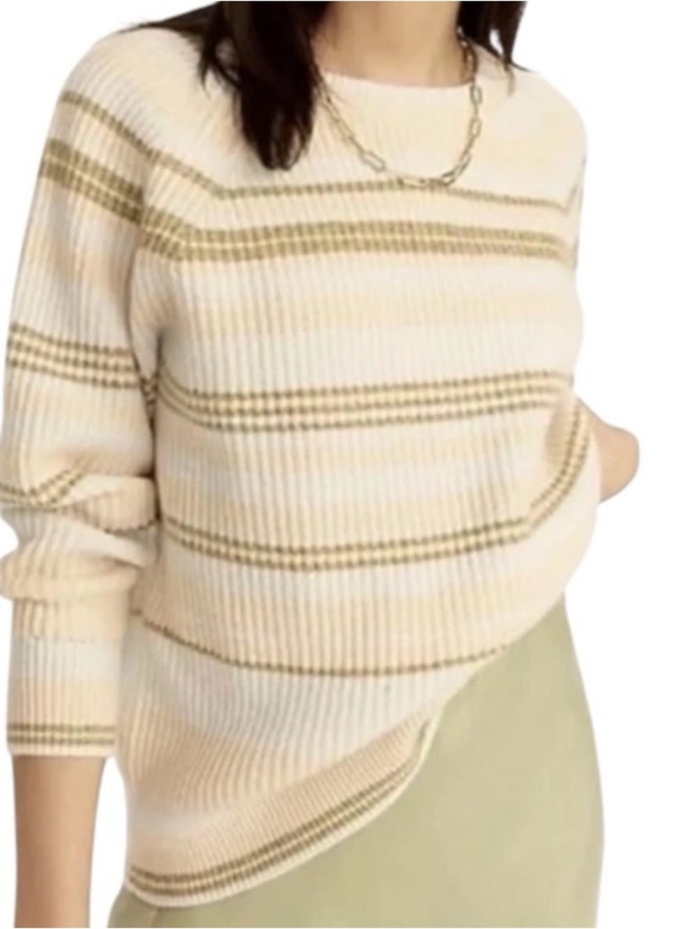 J. Crew Women's Sweater 100% Cashmere Ribbed Stripe
